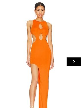 superdown Orange Asymmetric Cutout Maxi Dress